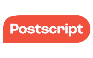 Postscript logo in orange color Postscript company logo